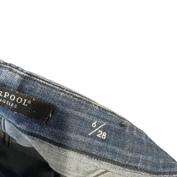 LIVERPOOL Pull-On Roll Cuff Blue Stretchy Jean Shorts The Short Size 6/28 - Picture 6 of 8